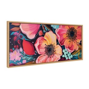 Kate & Laurel All Things Decor 18"x40" Sylvie Preppy Boho Aesthetic Colorful Floral Group Framed by The Creative Bunch Studio Tan - 1 of 4