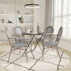 Emma & Oliver Massalia Set of Four Indoor/Outdoor Stacking Thonet Bistro Style Chairs with Arms, Textilene Seat and Bamboo Finished Metal Frame - 2 of 4