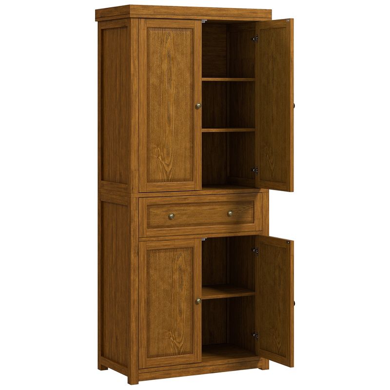 HOMCOM 72.5" Tall Farmhouse Kitchen Pantry Storage Cabinet, Freestanding Kitchen Cabinet with 4 Doors, Drawer, Adjustable Shelves, 4 of 7
