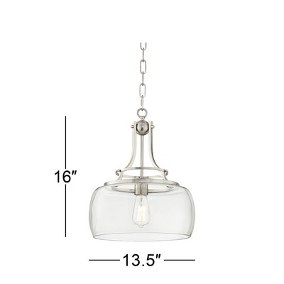 Charleston 18" Brushed Nickel LED Pendant Light with Clear Glass Shade