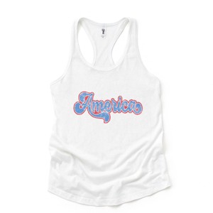 Simply Sage Market Grunge America Cursive Racerback Tank - 1 of 4
