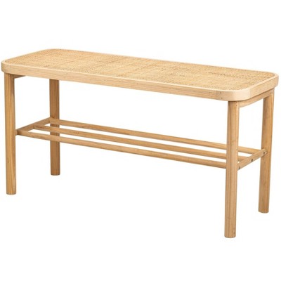 Nordlys Rattan and Solid Wood Storage Bench Exotic Boho Entry