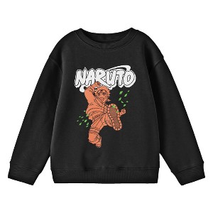 Naruto Single Color Leaping Naruto Crew Neck Long Sleeve Youth Black Sweatshirt - 1 of 2