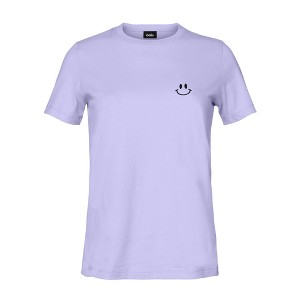 Dalix Smile Face Embroidered Soft Cotton Short Sleeve T Shirt Womens - 1 of 4