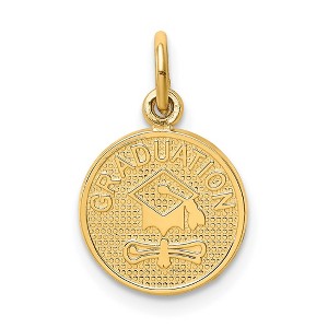Black Bow Jewelry 14k Yellow Gold Graduation Circle Charm or Pendant, 12mm - 1 of 4