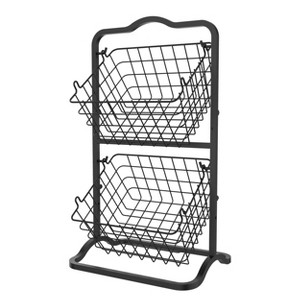 Oceanstar 2-Tier Storage Kitchen Wire Basket Stand, Black - 1 of 4