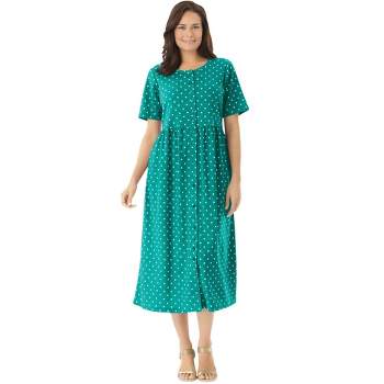 Woman Within Women's Plus Size Petite Button-front Essential Dress - M ...