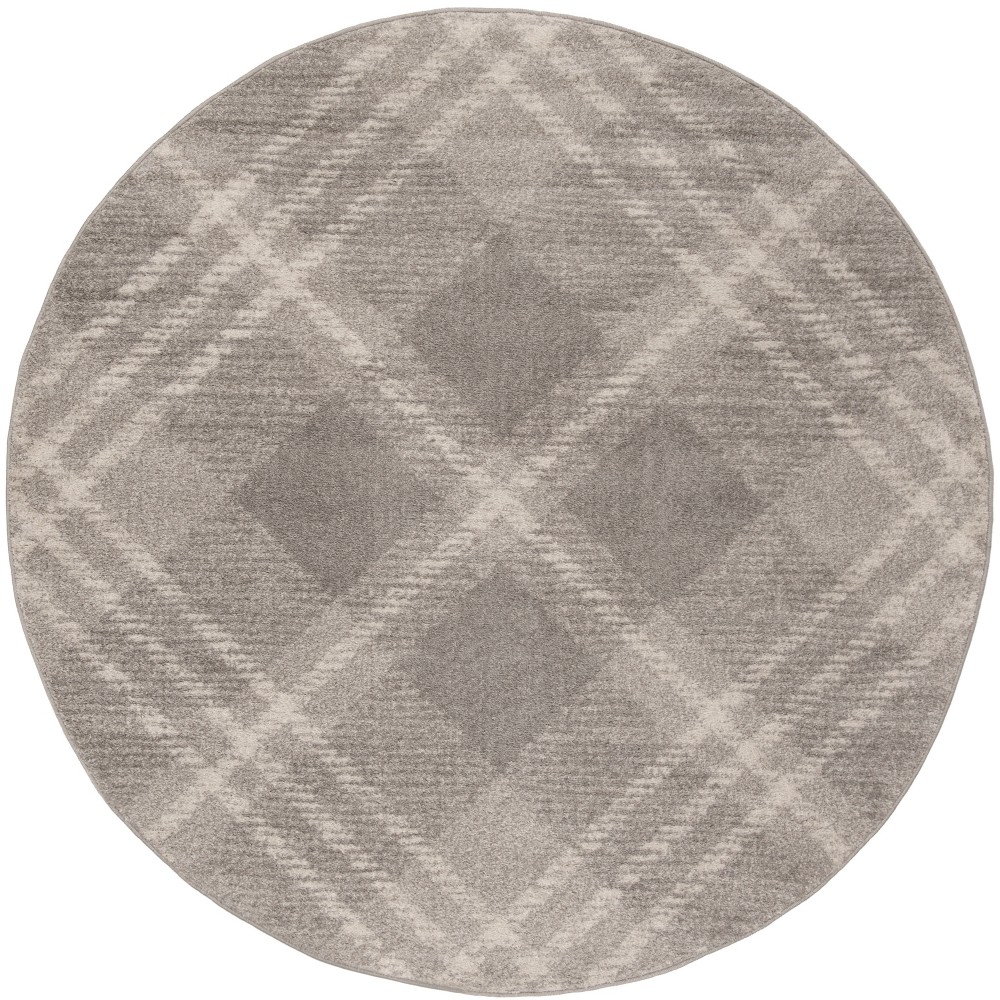 Light Gray/Ivory Plaid Loomed Round Area Rug 6' - Safavieh