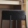 30" Tall, Round High Bar Stools, Set of 2 - Contemporary upholstered dining stools for kitchens,Black+Golden - 2 of 4
