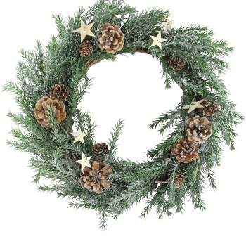 Northlight Classic Pine with Pine Cones and Stars Artificial Christmas Wreath, 13-Inch, Unlit