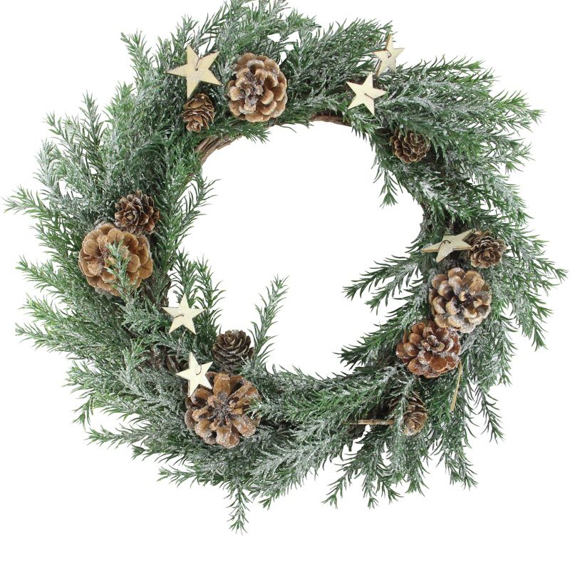 Northlight Classic Pine with Pine Cones and Stars Artificial Christmas Wreath, 13-Inch, Unlit, 1 of 5