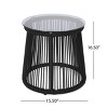 Outdoor Round Side Table with Metal Frame,Patio Accent Table with Tempered Glass Top,Modern Rope Side Table for Balcony-Cuddlewood - 4 of 4