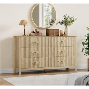 Dresser for Bedroom with 6 Drawers, 54" Extra Wide Modern Chest of Drawers with Metal Handle, Dresser TV Stand, Wood Drawer Organizer - 1 of 4