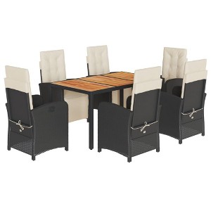 vidaXL Garden Dining Set Black and Cream White - 1 of 4
