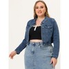 Agnes Orinda Women's Plus Size Cropped Long Sleeve Trendy Fashion Denim Jean Jackets - 2 of 4