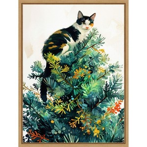 Amanti Art Cats Life Christmas Tree by Justyna Jaszke Framed Canvas Wall Art - 1 of 4