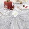 Wikineon Silver Tablecloth Sequin Table Cloth Glitz Table Overlay Wedding Tablecloth with Flower Christmas Tablecloth for Wedding Parties 90x90 Inches - 2 of 4