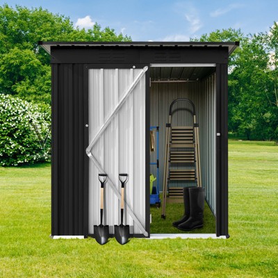 MOEPISY Metal garden sheds 5ft¡Á4ft outdoor storage sheds Black