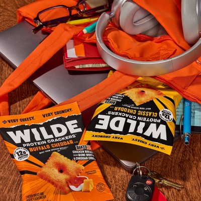 WILDE 12g Protein Crackers - Buffalo Cheddar - 4ct: Ready to Eat, Net Weight 4.24 oz