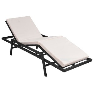 vidaXL Patio Lounge Chair Outdoor Sunlounger Deckchair Sunbed Poly Rattan - Black - 1 of 4