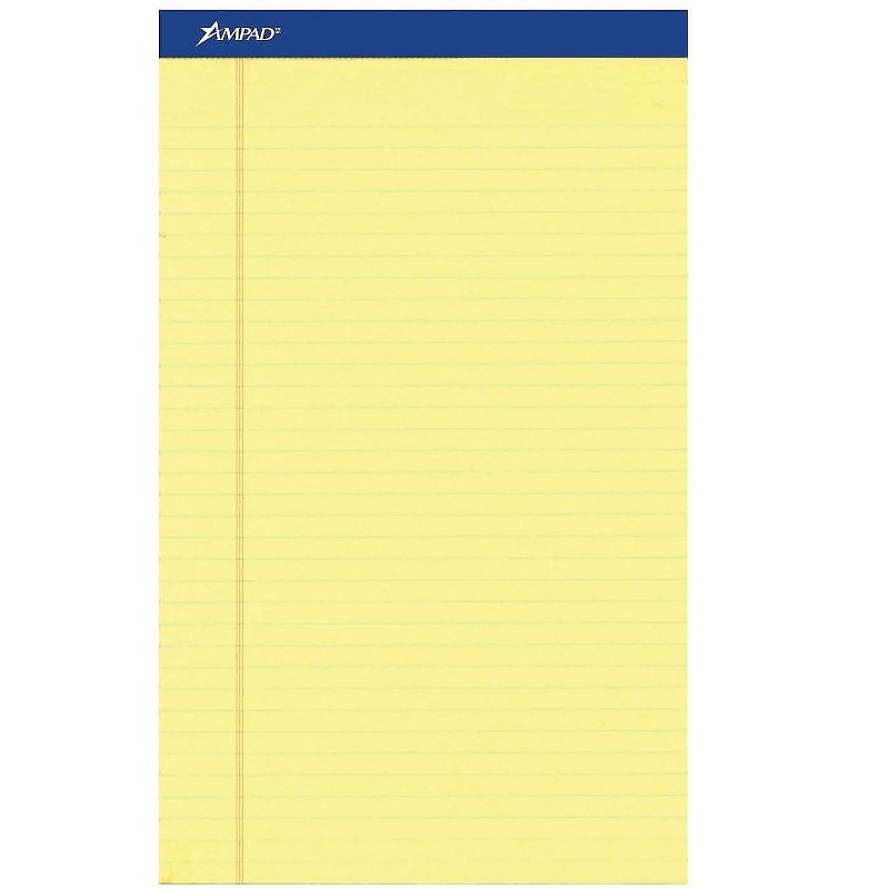 Ampad Perforated Writing Pad 8 1/2 x 14 Canary 50 Sheets Dozen 20230, 2 of 4