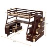Loft Bed Twin Size Wooden Frame Bed With 7 Drawers 2 Shelves 1 Desk Space-Saving Design For Kids Bedroom Furniture - 4 of 4