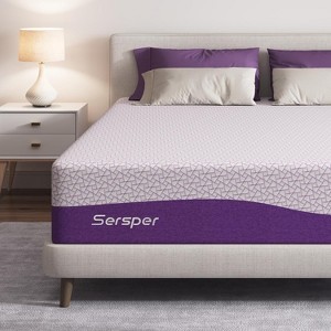 Sersper 8" Bamboo Charcoal Cooling Gel Memory Foam Mattress for Pressure Relief - Fiberglass Free -Medium Firm- Compatible with Platform Bed - 1 of 4