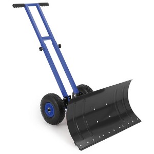 Heavy-Duty Rolling Snow Shovel, 29" Blade, 3-Size Metal Blade & Adjustable Handle, with Wheels for Driveway and Sidewalk - 1 of 4