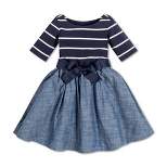 Hope & Henry Girls' 3/4 Sleeve Lightweight Knit Skater Dress, Infant