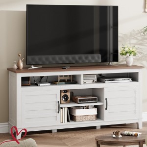 TV Stand for 63 in Entertainment Center with Adjustable Shelves Farmhouse TV Stand with Cabinet Doors - 1 of 4