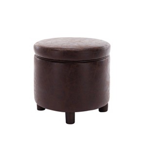Round Storage Ottoman with Lift Off Lid - WOVENBYRD - 1 of 4