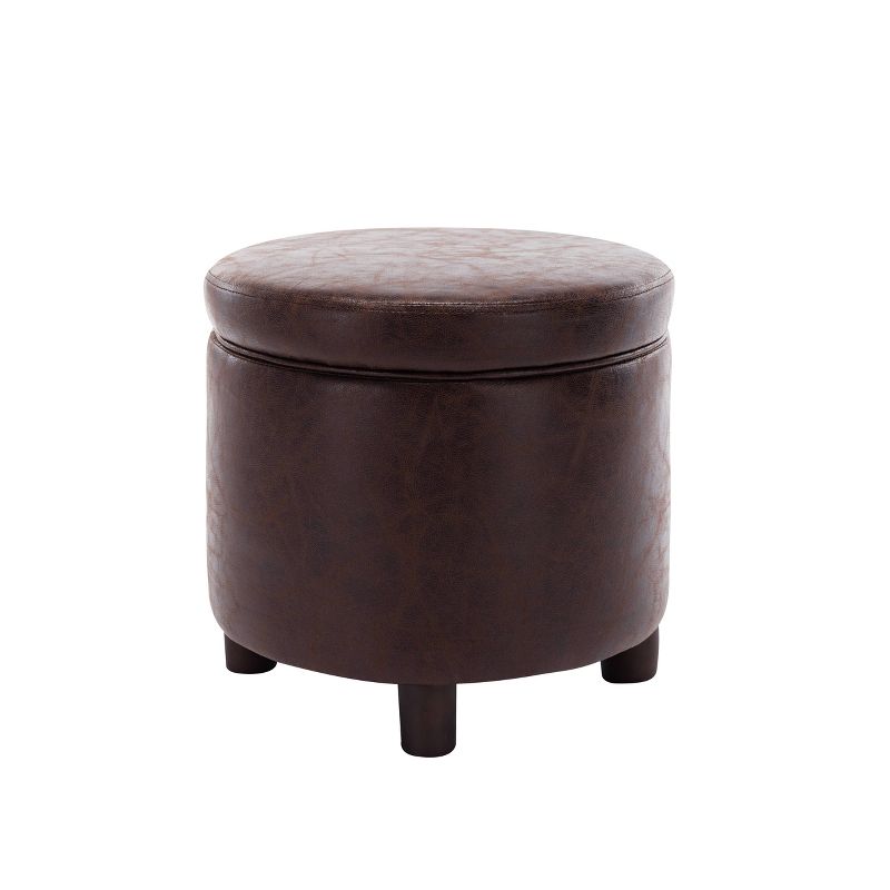 Round Storage Ottoman with Lift Off Lid - WOVENBYRD, 1 of 10