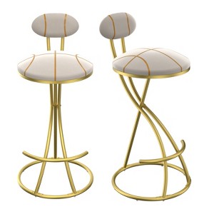 Lyngins Round Bar Stools Set of 2,Upholstered Counter Stools with S-shaped Metal Frame,Velent Counter Height Stools For Kitchen Island - 1 of 4