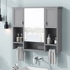 Wood Medicine Cabinet,Shaving Cabinet,Bathroom Wall Cabinet With Mirror,Vanity Mirror Cabinet,Wall Mounted Bathroom Storage Cabinet-The Pop Home - 3 of 4