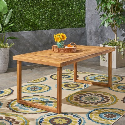 Ann 69-Inch Natural Acacia Wood Outdoor Dining Table