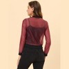 Allegra K Women's Zip Up See-Through Lightweight Long Sleeve Mesh Bomber Jacket - 3 of 4