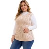 Women's Plus Size Knitted Crew Neck Sleeveless Casual Sweater Vest with Pocket - Agnes Orinda - 2 of 4