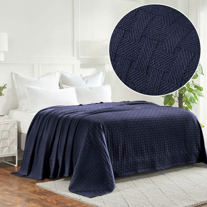 Basketweave Cotton Blanket by Blue Nile Mills, 2 of 11