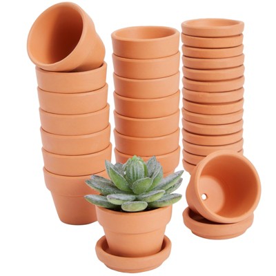 Juvale 16-pack Terra Cotta Mini Pots With Saucers And Drainage Hole ...