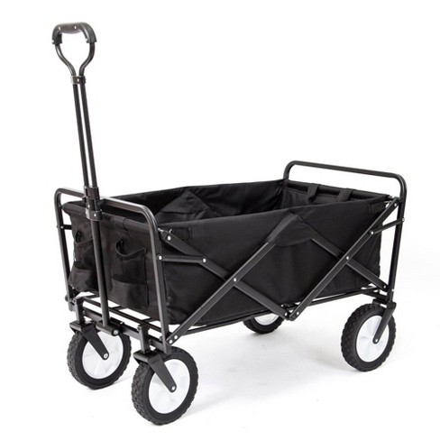 Collapsible Wagon Folding Wagon Garden Cart with Large Capacity, Portable  Utility Wagon Cart Heavy Duty for Beach Camping Shopping Garden,Black