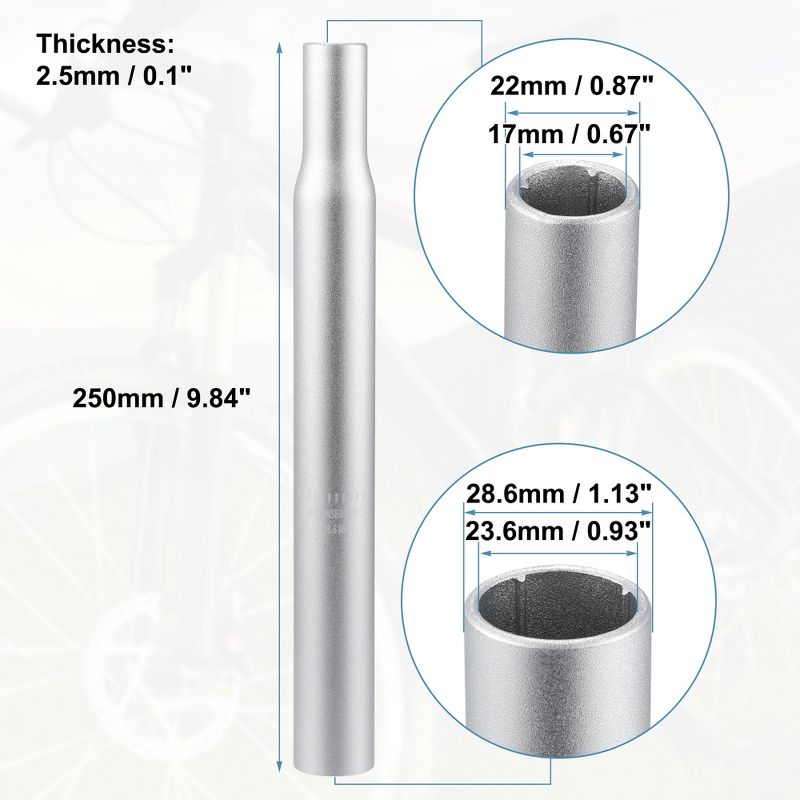 Unique Bargains Aluminum Alloy Seat Post with Scale Mark for Bicycle Silver Tone, 3 of 6