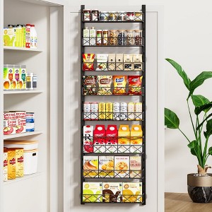 MOEPISY Over the Door Organizer, Black 8-Tier Pantry Door Organizer with Adjustable Basket - 1 of 4