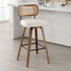 Bekrvio Swivel Counter Height Bar Stools, 29" Faux Leather Upholstered with with Rattan Back, Black for Kitchen Counter - 3 of 4