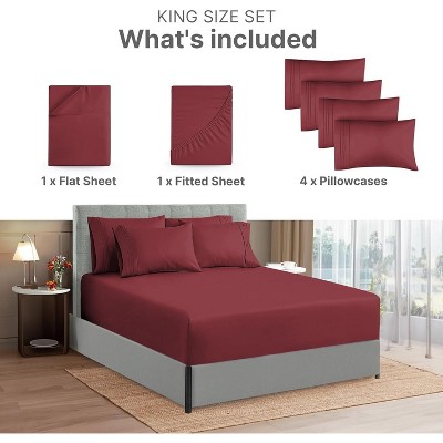 Burgundy California King Microfiber Deep Pocket Sheet Set