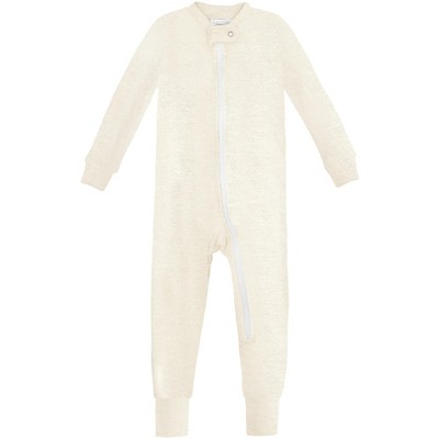 Image of City Threads USA-Made Organic Cotton Super-Soft Footless Zip Footie | Oatmeal - NB