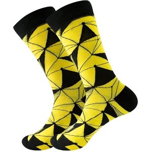 Yellow and Black Geometric Pattern Socks (Men's Sizes, Adult Large) from the Sock Panda - 1 of 3