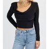 Women's COWL NECK LONG SLEEVE CROP TOP - Blue Blush - 2 of 4
