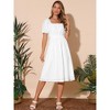 INSPIRE CHIC Women's Eyelet Square Neck Short Puff Sleeve Casual A Line Summer Midi Dress - 2 of 4