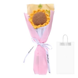 Unique Bargains Decorative Handmade Knitted Artificial Sunflower Crochet Bouquet - 1 of 4
