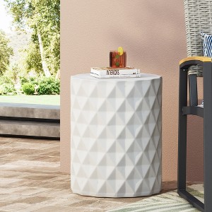 Maggift Patio End Tables, Stylish End Tables for Indoor and Outdoor Use, Ideal for Gardens, Backyard, Special Design, White, 15.25"*15.25"*19" - 1 of 4